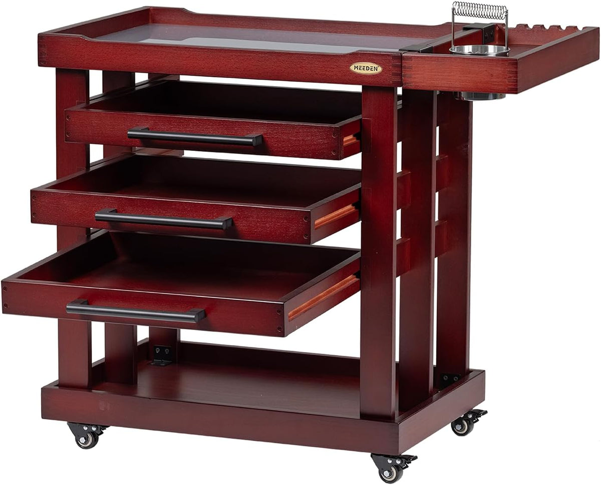 MEEDEN Art Supply Storage Cart, 5 Tier Solid Beech Wood Utility Rolling Cart with 3 Drawers, Craft