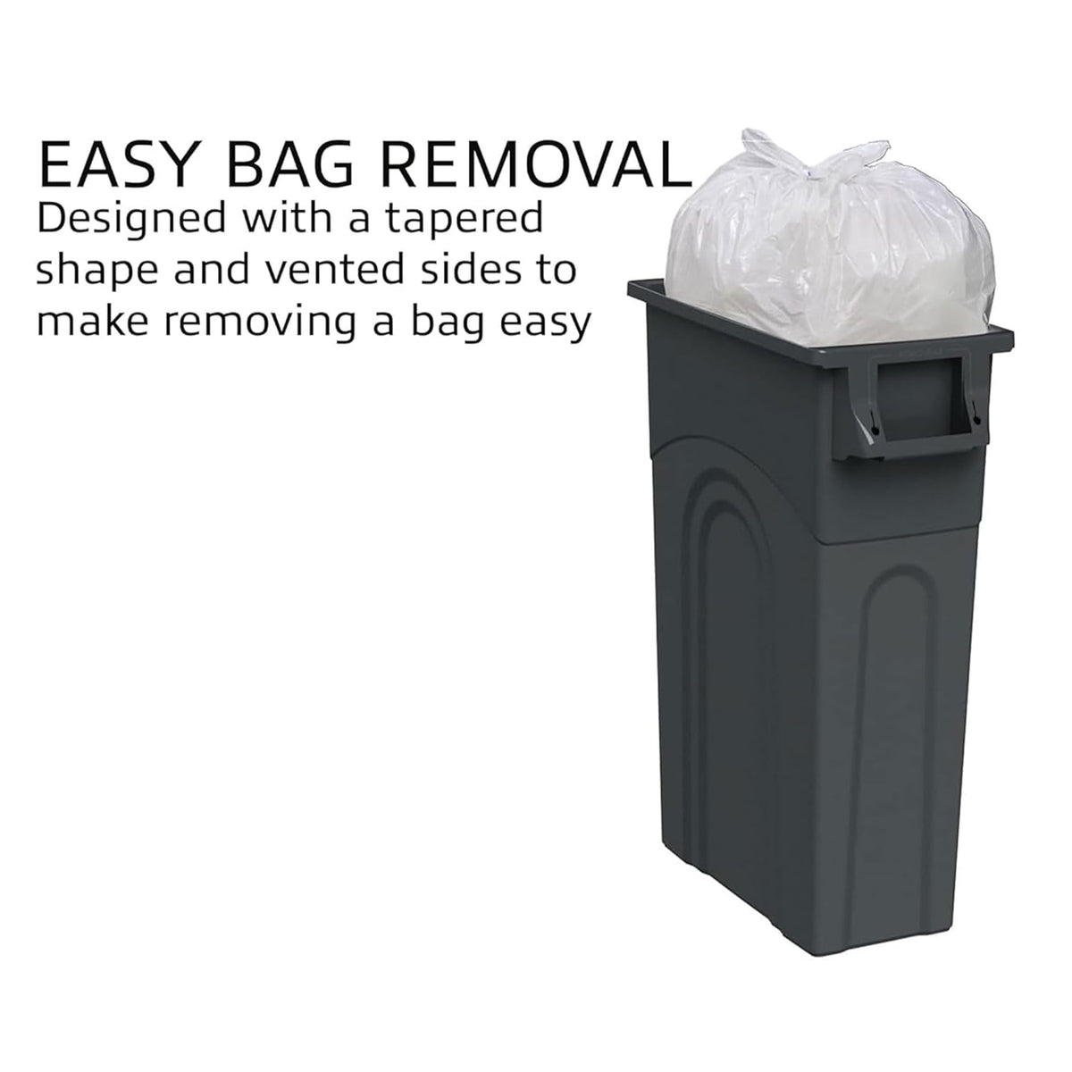 United Solutions Highboy Waste Container, 23 Gallon, Space Saving Slim Profile and Easy Trash Bag
