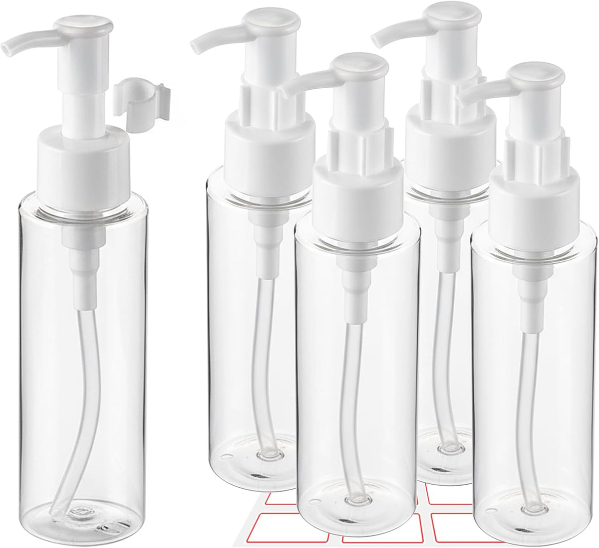 5 Pack 3.4 Oz/100ml Travel Pump Bottle TSA Approved Empty Plastic Pump Bottles Dispenser Portable