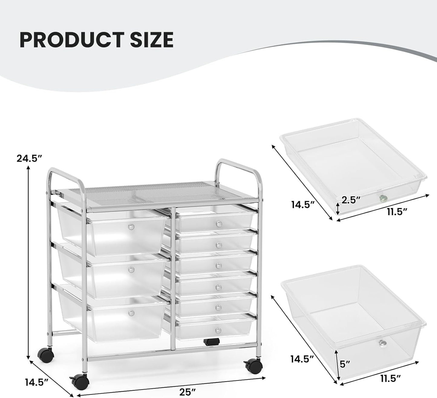 GOFLAME 9-Drawer Rolling Storage Cart, Mobile Utility Cart with Removable Drawers & Metal Frame
