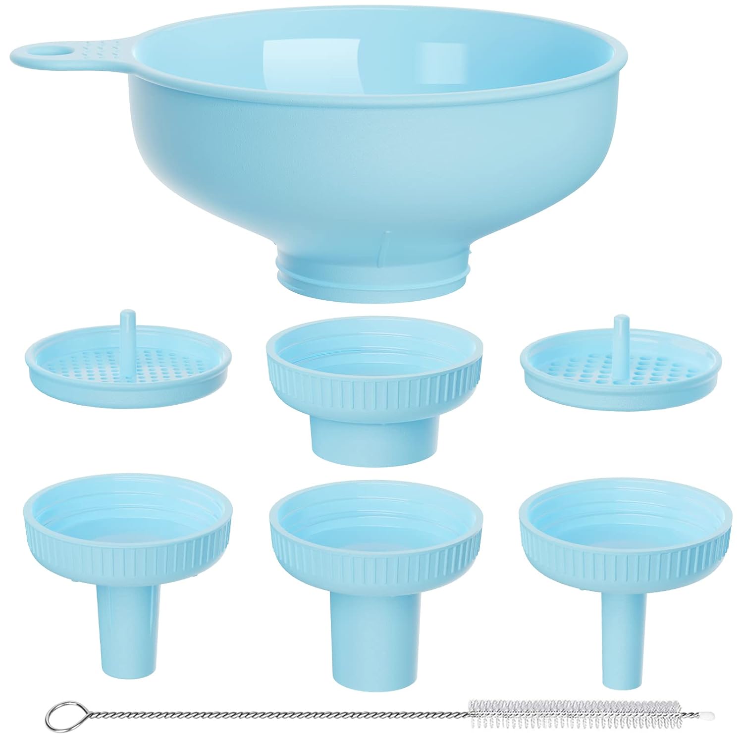 Wide Mouth Kitchen Funnel, Food Grade Plastic Cooking Canning Funnel with 4 Sizes Spouts for