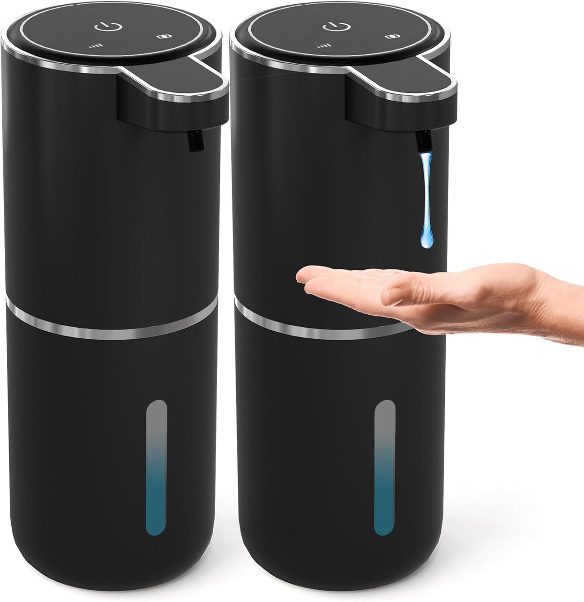 2 Pack Automatic Soap Dispenser Touchless,Liquid Hand Soap Dispenser 12.8oz USB 4levels Adjustable