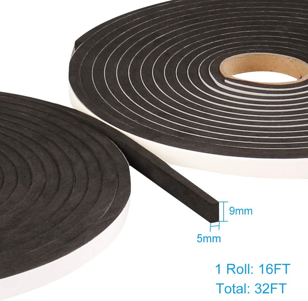 2 Rolls Foam Seal Tape for Door Window Insulation, Soundproof and Shockproof Foam Adhensive Strip
