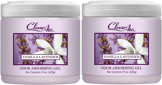Clear Air Odor Absorber Gel - 15 oz, Pack of 2 - Air Freshener Absorbs and Eliminates Odors in