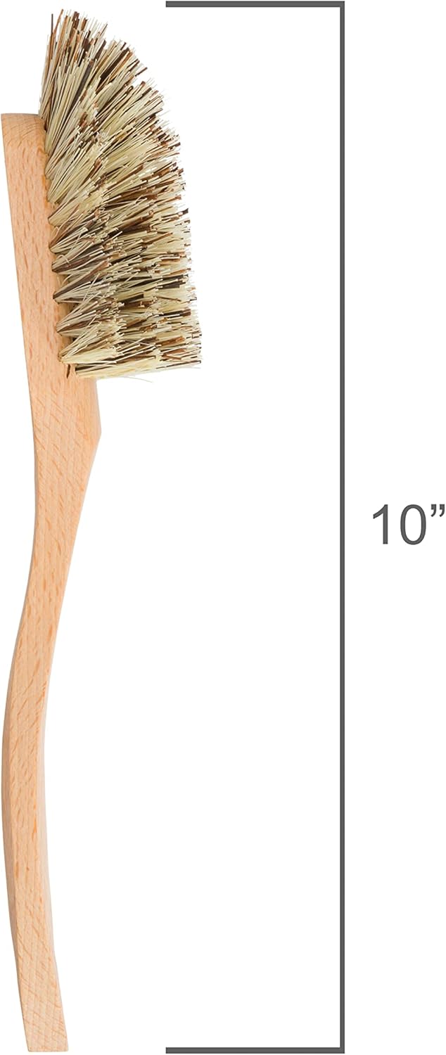 Redecker Extra Long Curved Dish Brush, Extra Strong Union Fiber Bristles, Oiled Beechwood Handle