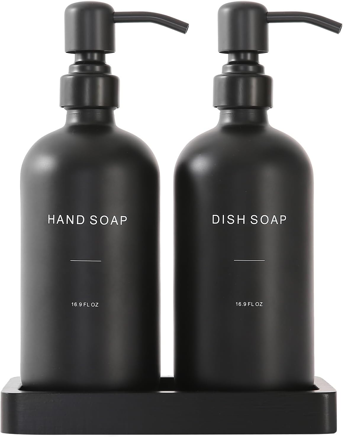 Matte Black Soap Dispenser Set, Kitchen Soap Dispenser Set with Black Stainless Steel Pump, Perfect