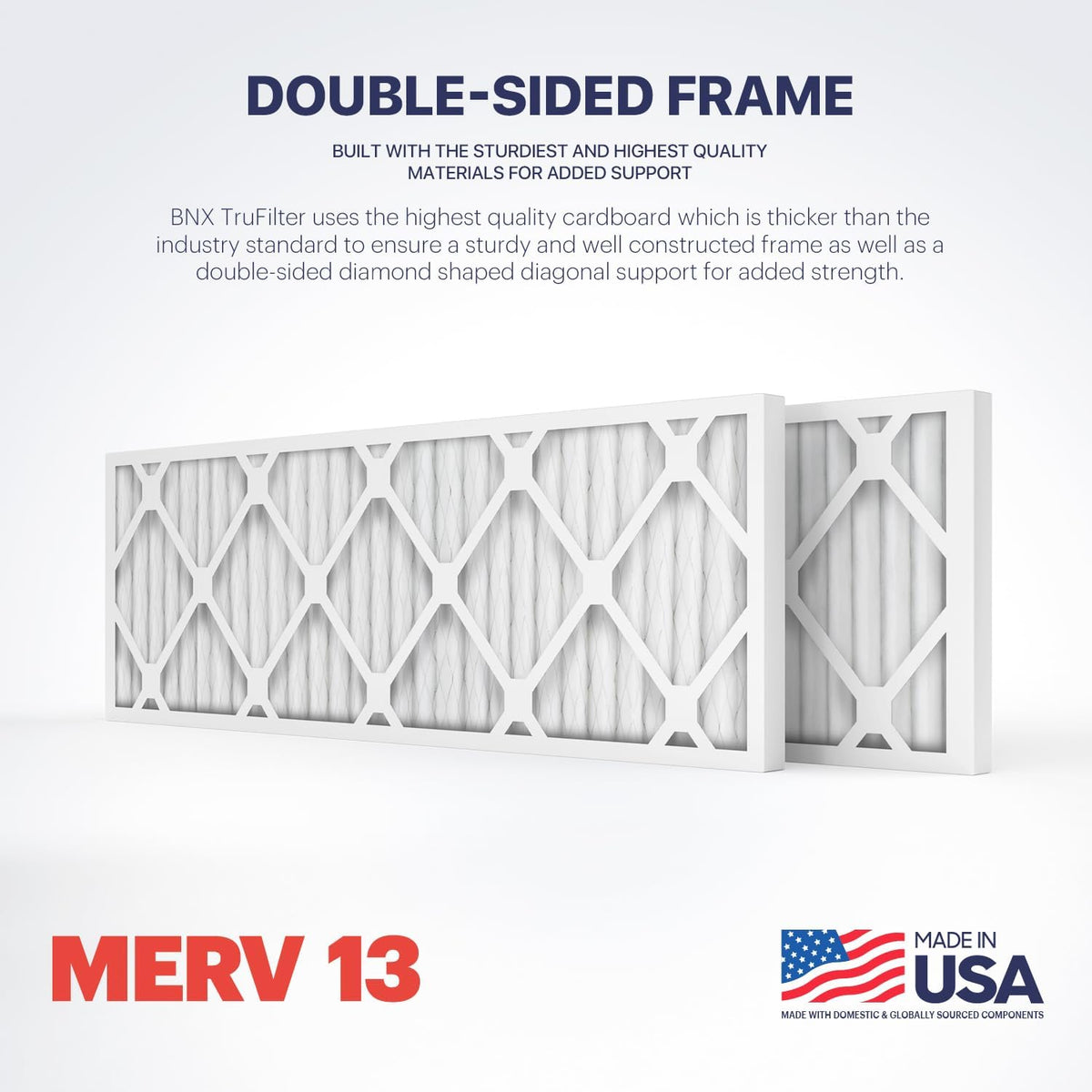 BNX TruFilter 10x30x1 Air Filter MERV 13 (4-Pack) - MADE IN USA - Electrostatic Pleated Air