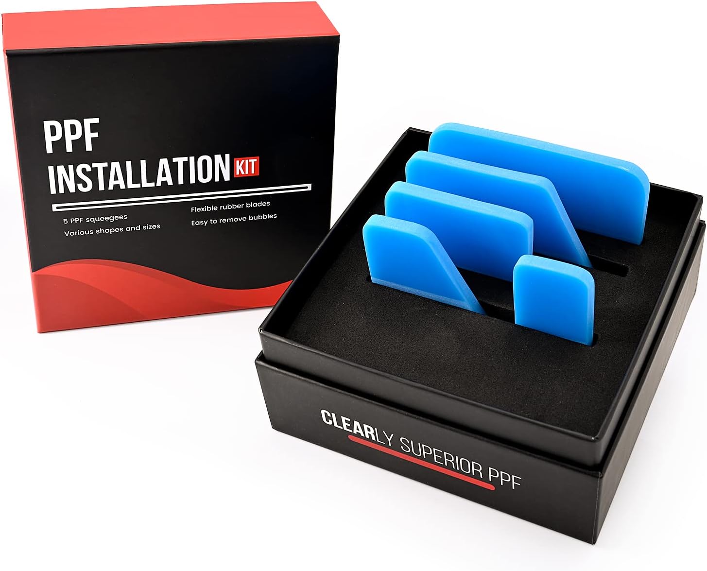 NEWISHTOOL Soft PPF 5in1 Blue Set - Anti-Scratch Rubber Squeegee Kit for Car Vinyl Wrap Tint Film
