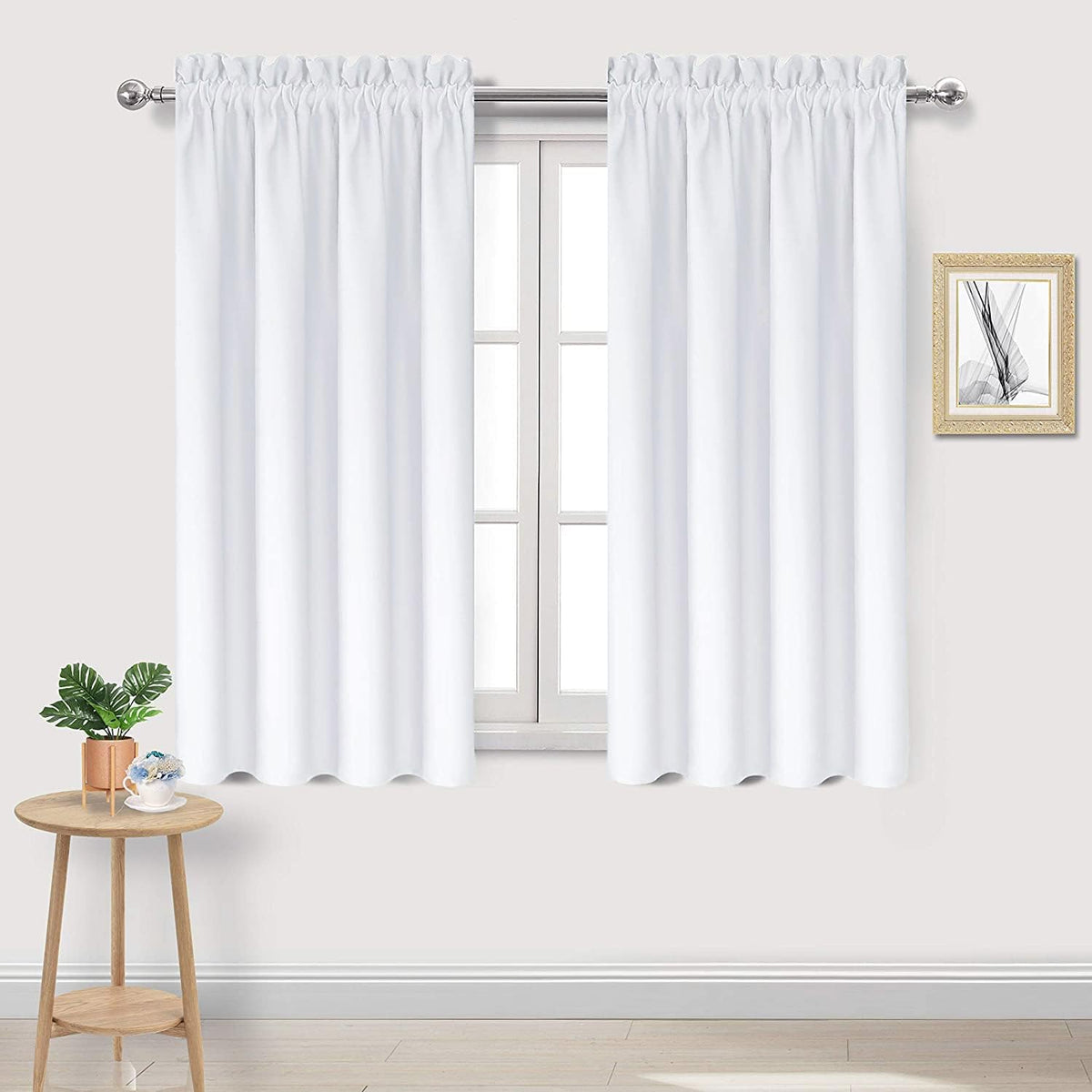 DWCN White Curtains for Living Room Thermal Insulated, 50% Light Blocking Curtains for Bedroom