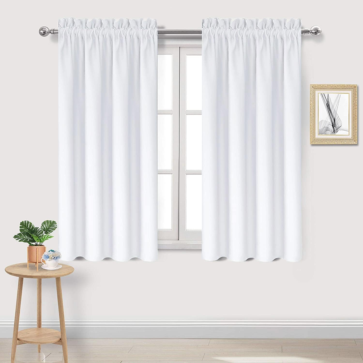 DWCN White Curtains for Living Room Thermal Insulated, 50% Light Blocking Curtains for Bedroom