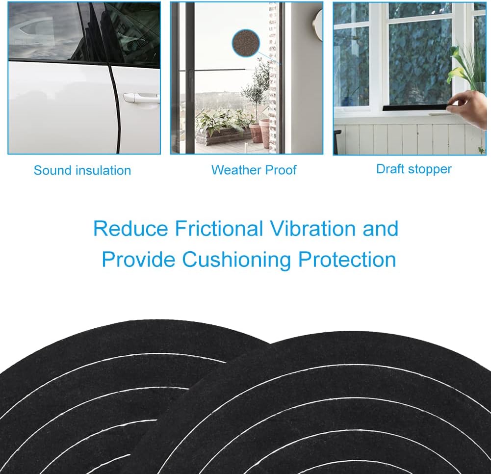 Weather Stripping Door Seal, 1/2 Inch Wide X 3/8 Inch High Density Foam Tape Weather Strip for Door