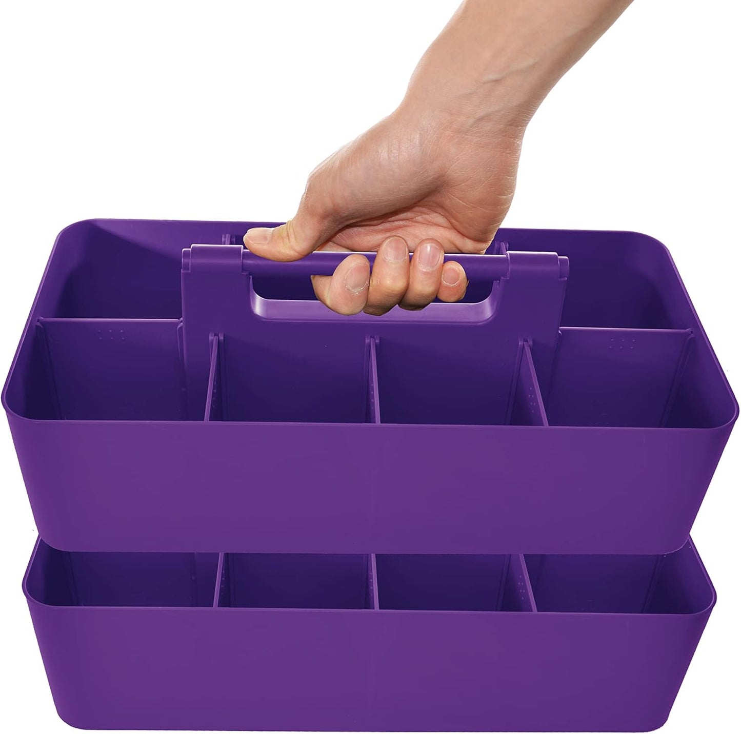 2 PACK Portable DIY 8 Dividers Durable Plastic Tote Tool & Supply Cleaning Caddy with Handle Made