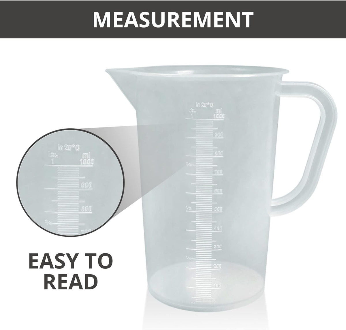 Plastic Graduated Measuring and Mixing Pitcher - 1000ml Plastic Graduated Measuring Pitcher - Large