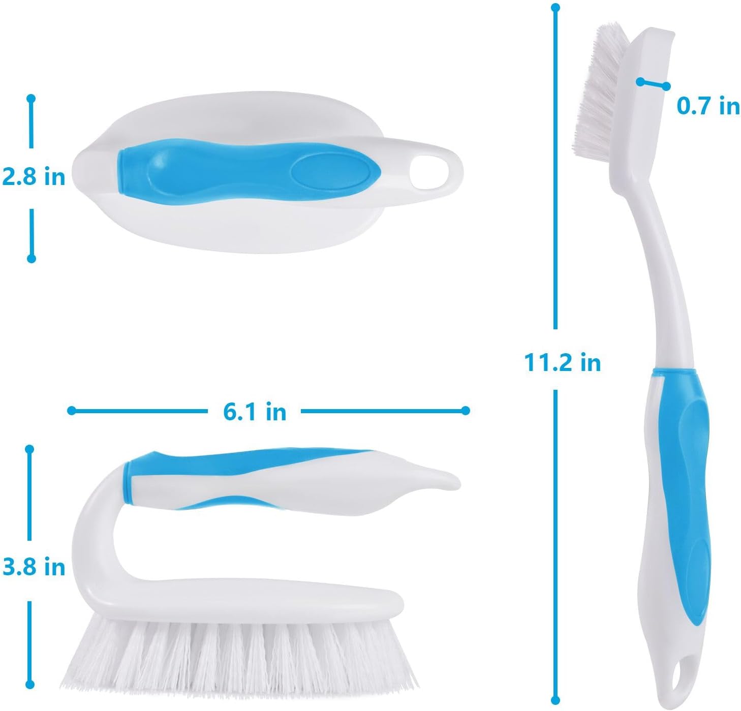 Scrub Brush Set, 4 Pack Deep Cleaning Brush Kit - 2 Scrub Brush, 2 Tile & Grout Brush with Built-in
