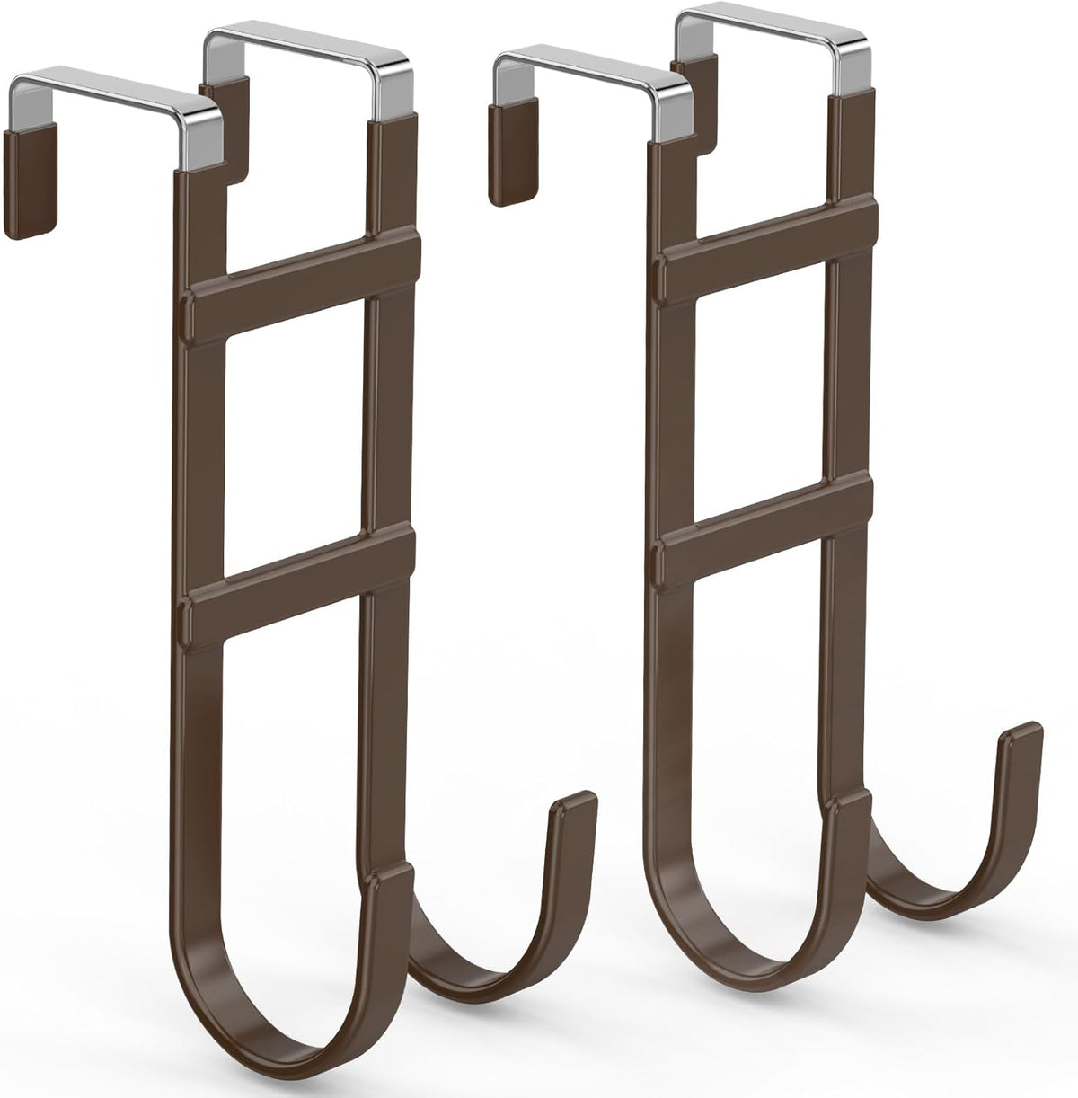 FYY Over The Door Hooks - 2 Pack Heavy Duty Dual-Hook Organizer Hanger with Non-Slip Rubber for