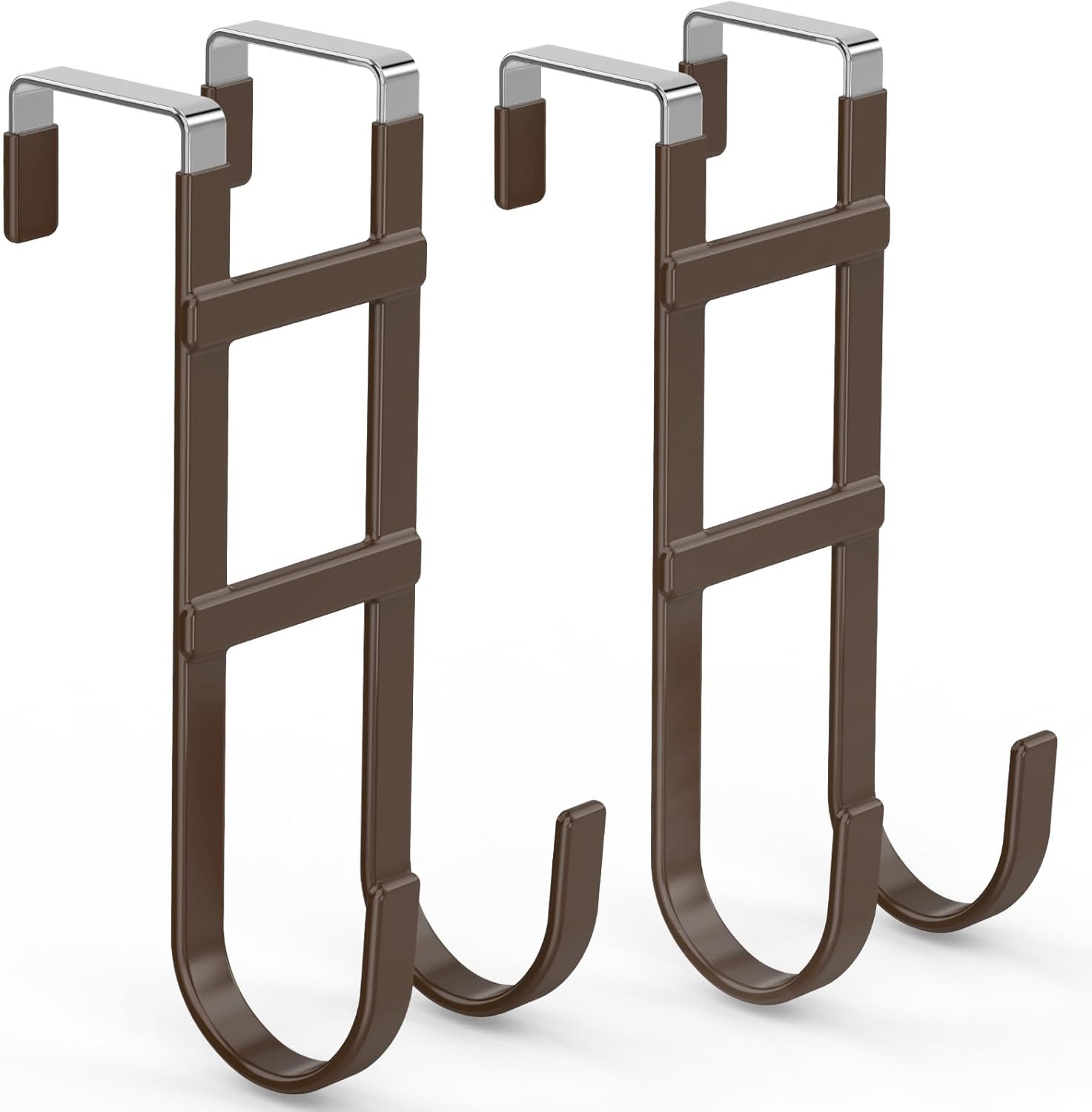 FYY Over The Door Hooks - 2 Pack Heavy Duty Dual-Hook Organizer Hanger with Non-Slip Rubber for