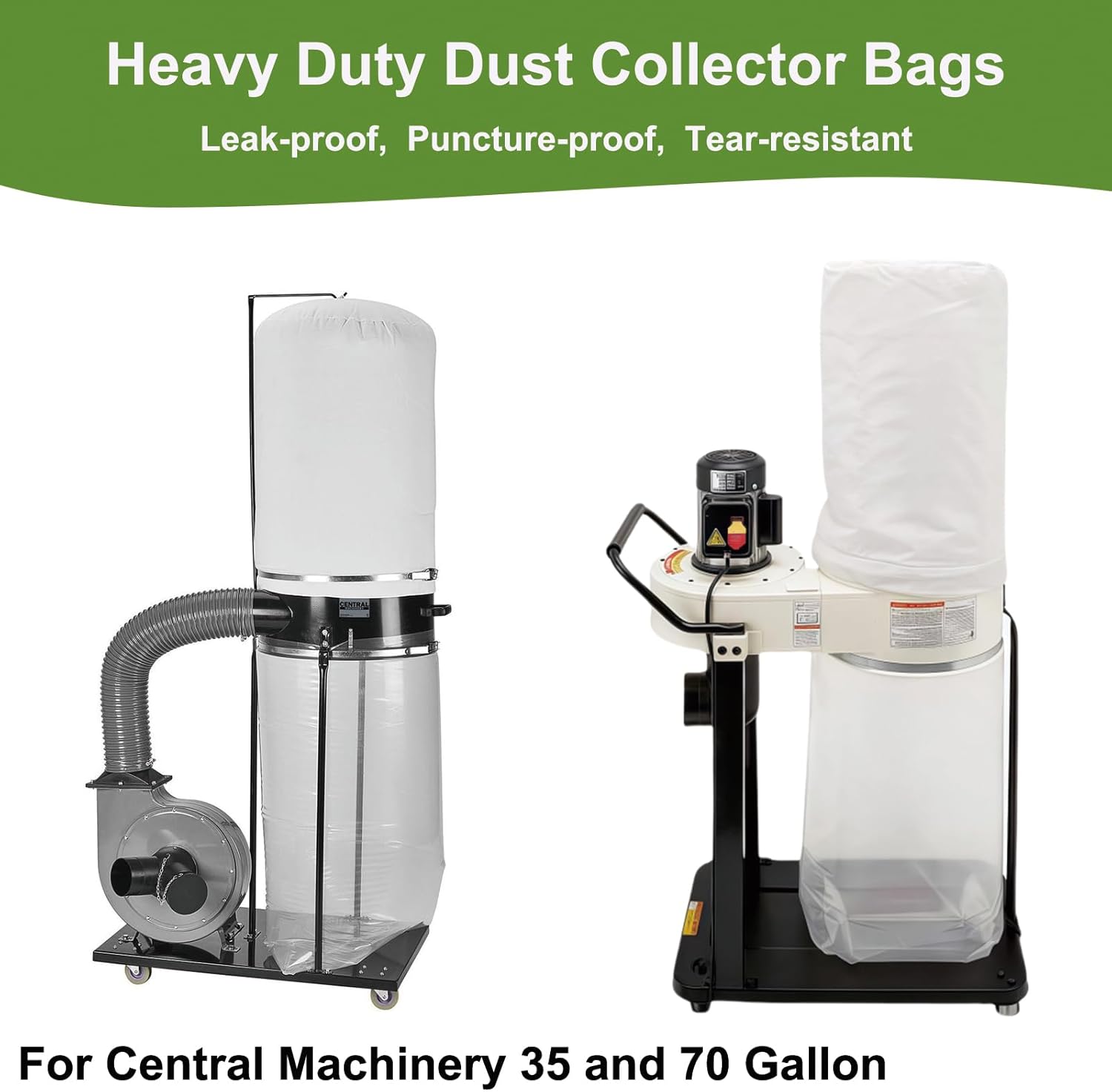 Dust Collector Bags 12pcs two-sided 7mil 19.5" diameter (31" width x 40" length) for Harbor Freight