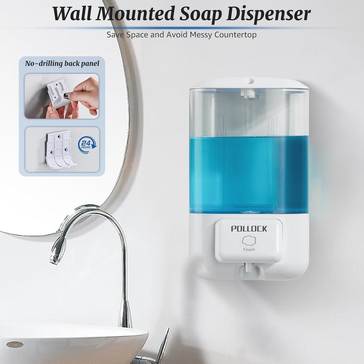 Foaming Hand Soap Dispenser Wall Mounted,Hand Sanitizer Dispenser,Lotion Detergent Dispenser,Dish