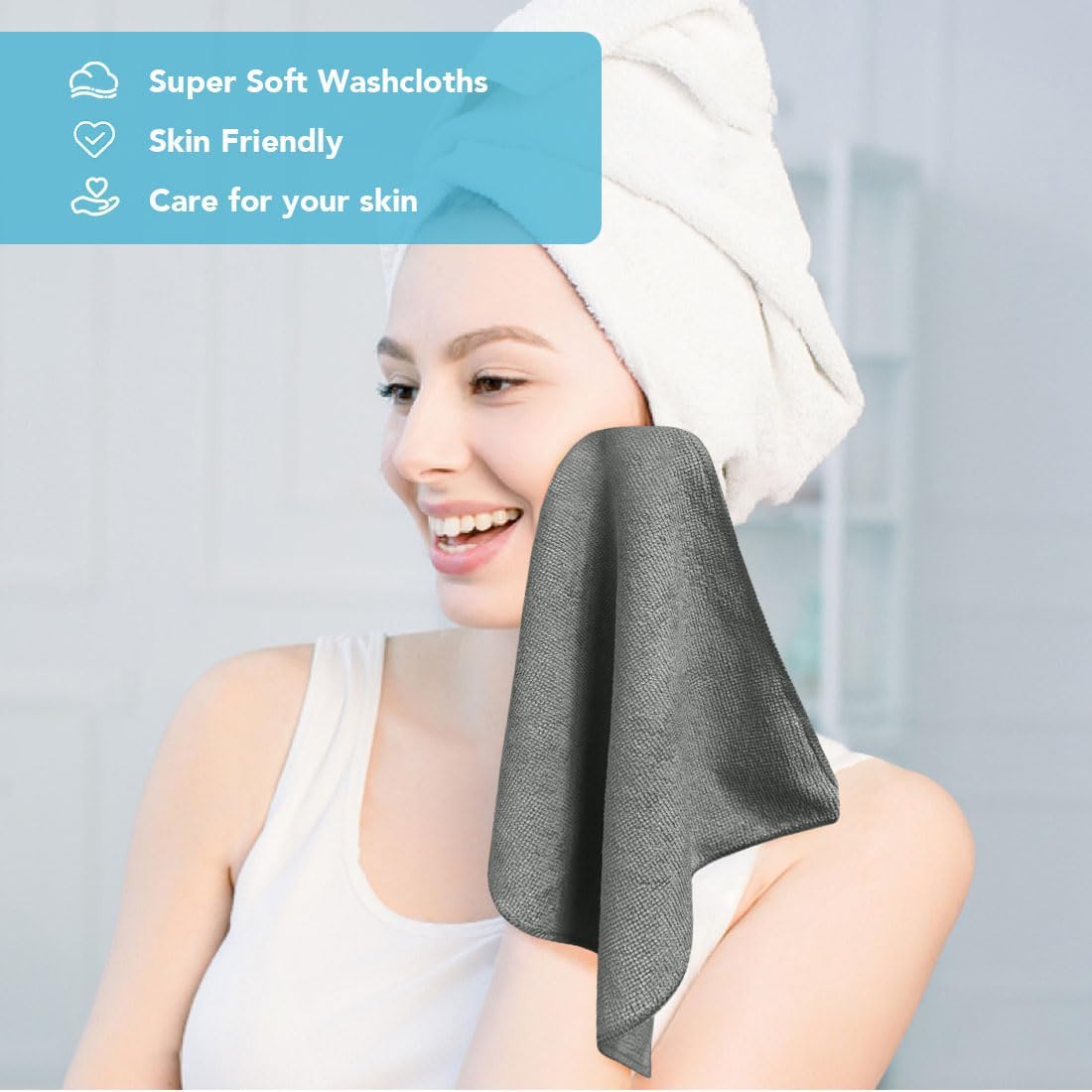 Orighty Wash Cloths Bulk Towels Set 200 Pack, Highly Absorbent and Soft Feel Microfiber Face