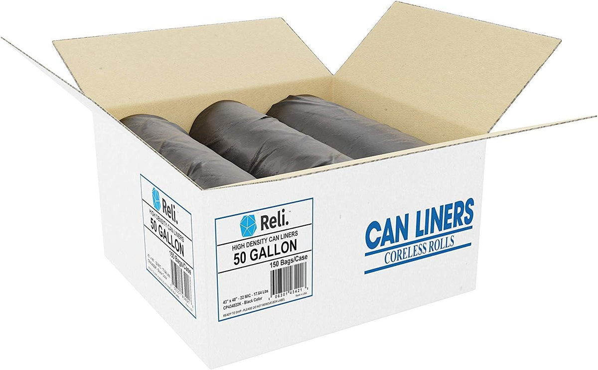 Reli. Premium 50 Gallon Trash Bags | 150 Count | Made in USA | Heavy Duty | Bulk | SuperValue |