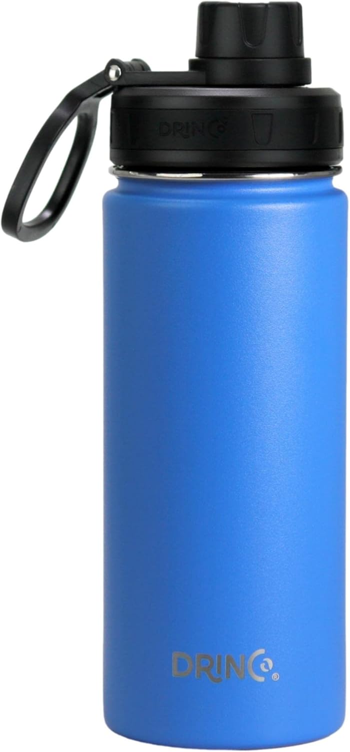DRINCO Stainless Steel Water Bottle Spout Lid Vacuum Insulated Double Wall Water Bottle Wide Mouth