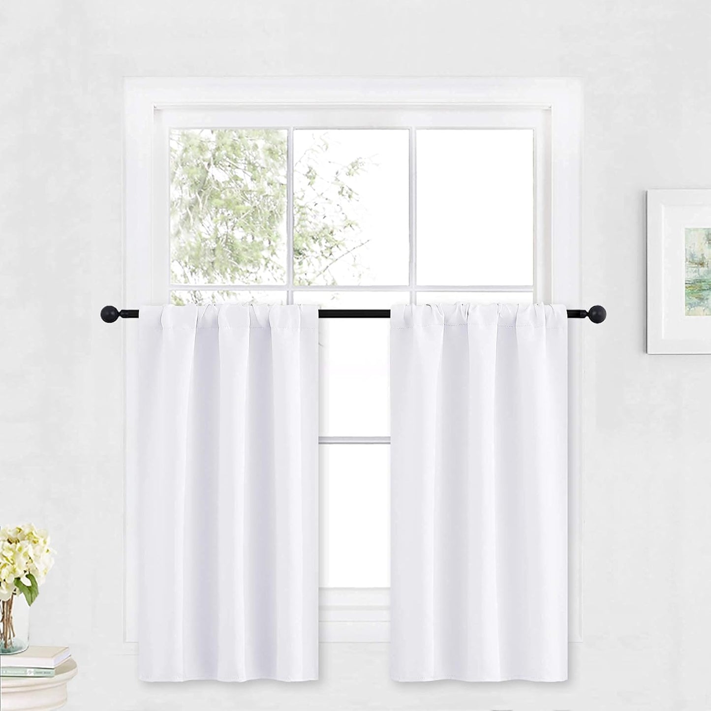 RYB HOME Half Window Curtains - 50% Light Block Privacy Curtains Thermal Insulated Drapes for