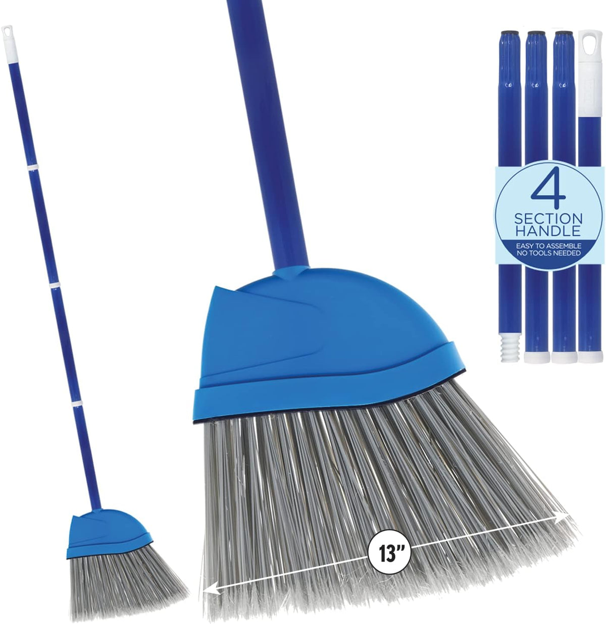 Angle Broom, Indoor, 13" W, Large Style - Made w/Recycled Soda Bottle Bristles & Aluminum, has