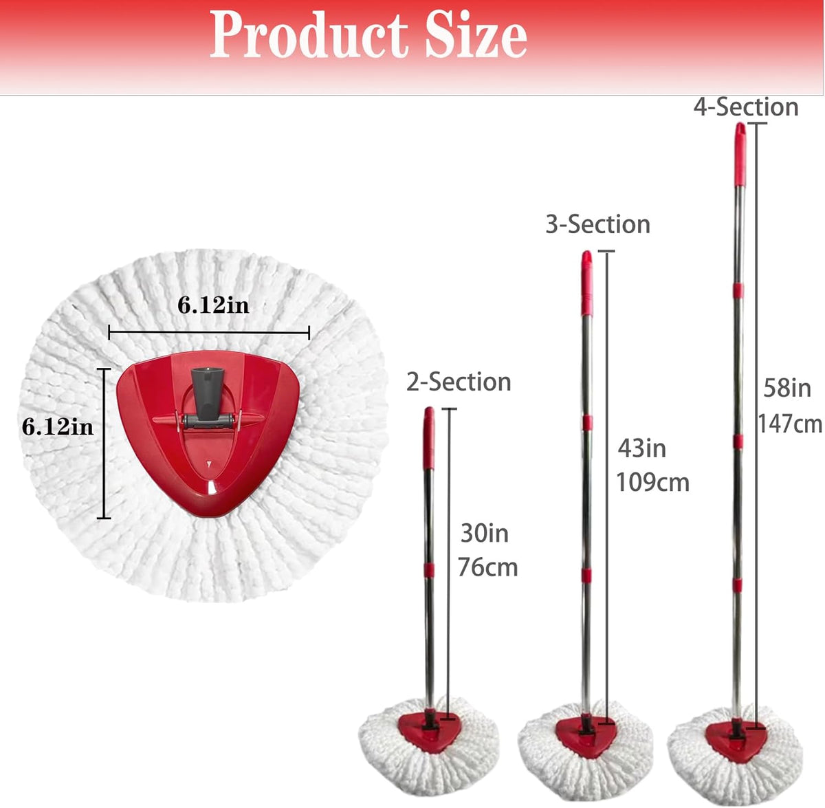 Spin Mop Replacement Head Mop Replace Head Compatible with O Cedar EasyWring Spin Mop - 4 O-Ceda