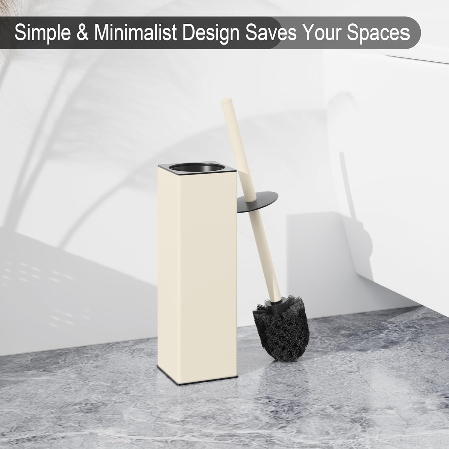 BGL Standing Toilet Brush and Holder Matte White Aluminium Toilet Bowl Cleaner Brush and Holder for