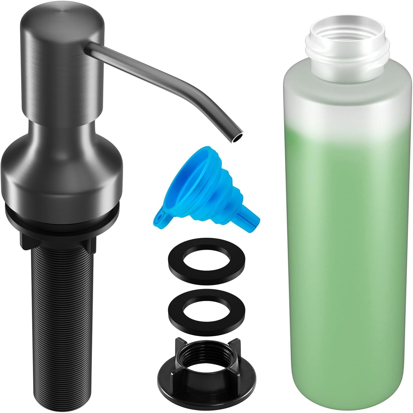 Soap Dispenser for Kitchen Sink, Kitchen Sink Soap Dispenser with 17 OZ Bottle, Refill from The Top