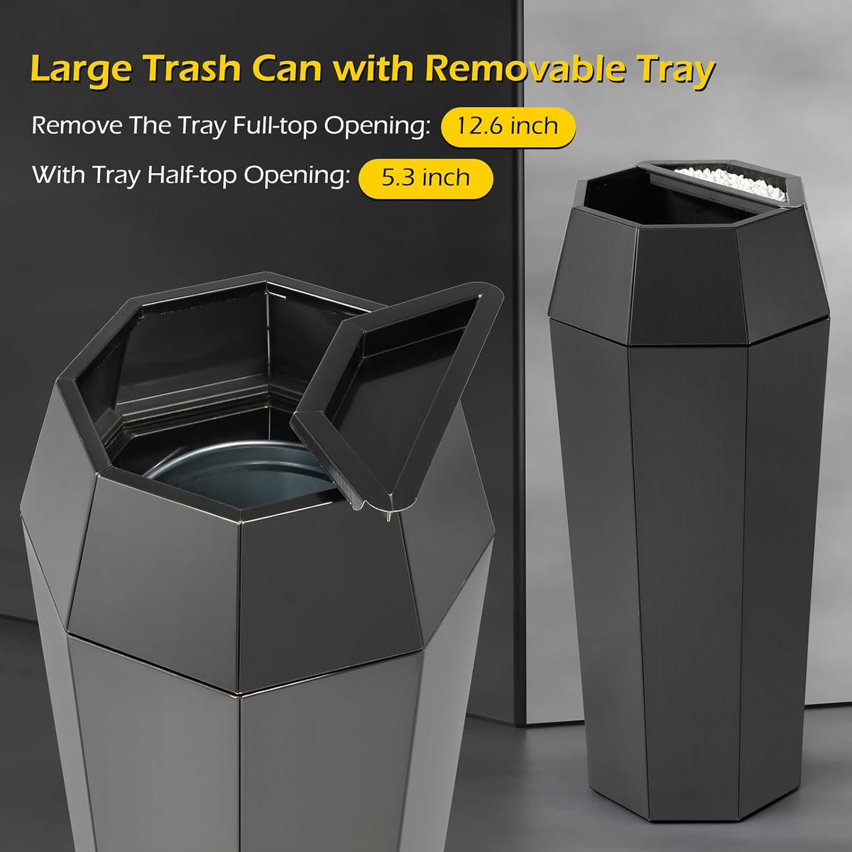 Dyna-Living Commercial Heavy-Duty Trash Cans Outdoor Garbage Can with Lid Large Trash Cans with