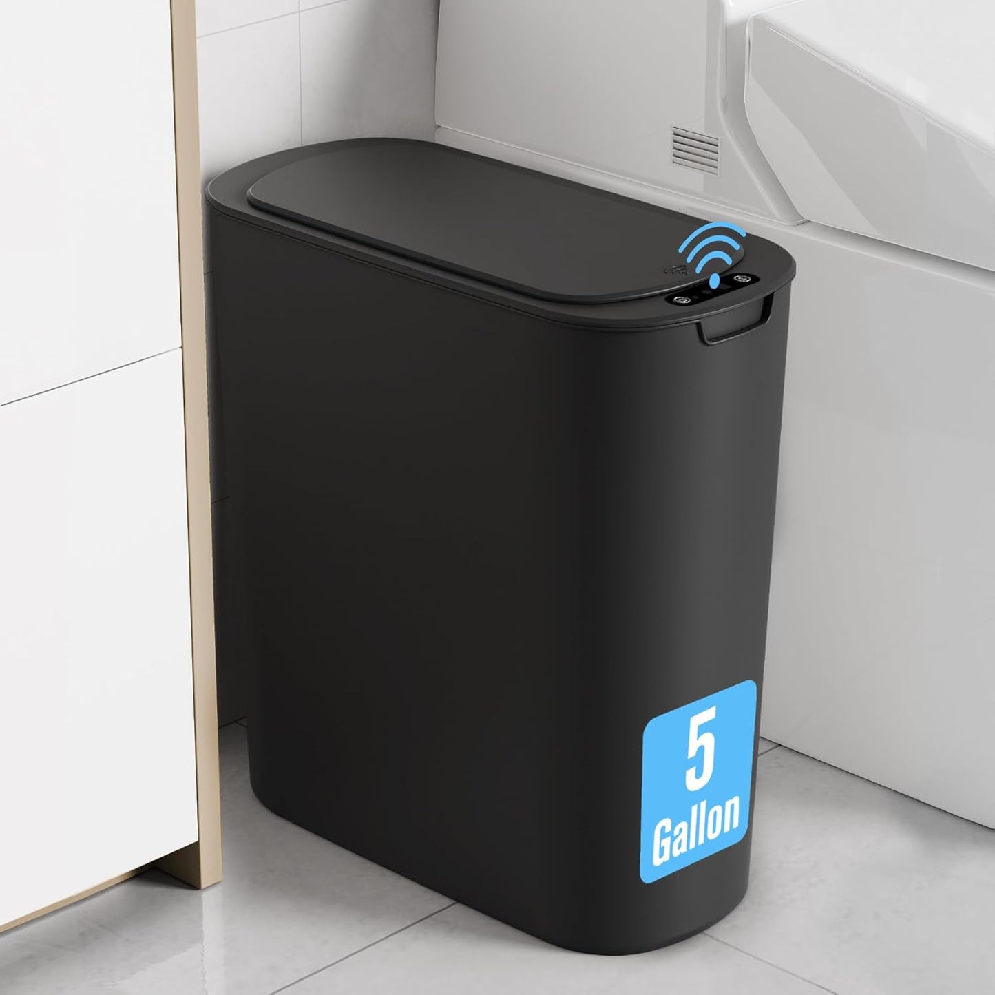 Cesun Motion Sensor Trash Can, 5 Gallon Automatic Bathroom Garbage Can with Lid, Touchless Smart