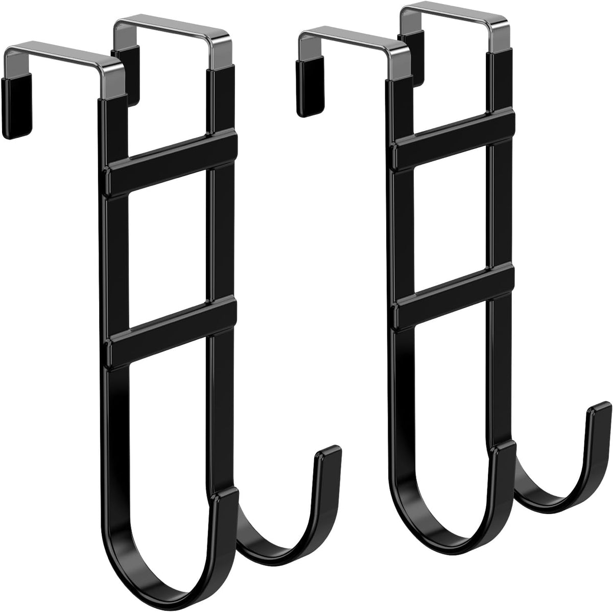 FYY Over The Door Hooks - 2 Pack Heavy Duty Dual-Hook Organizer Hanger with Non-Slip Rubber for