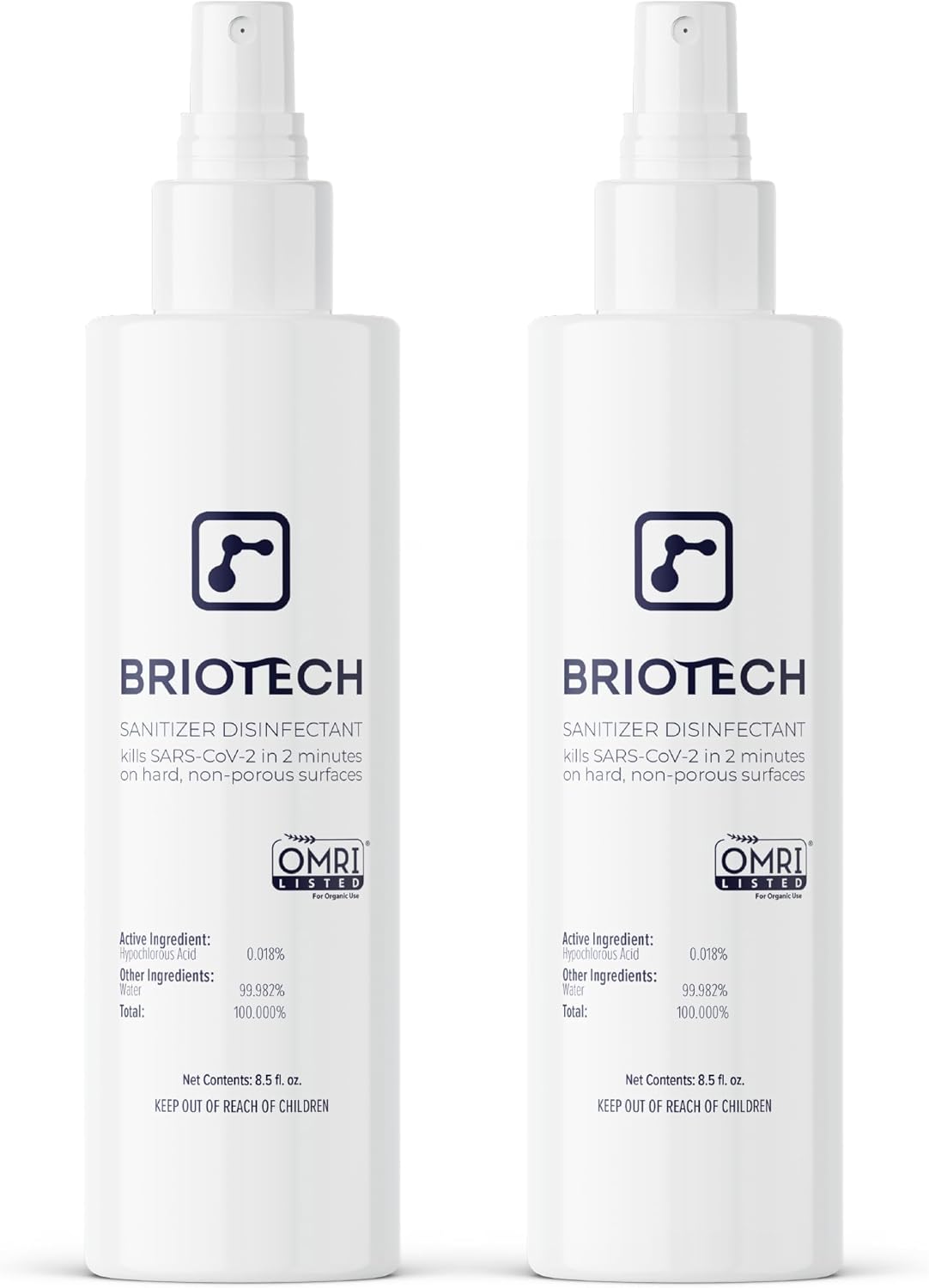 BRIOTECH Sanitizer Disinfectant Hypochlorous Spray, Kill 99.99% of Viruses & Bacteria, Control