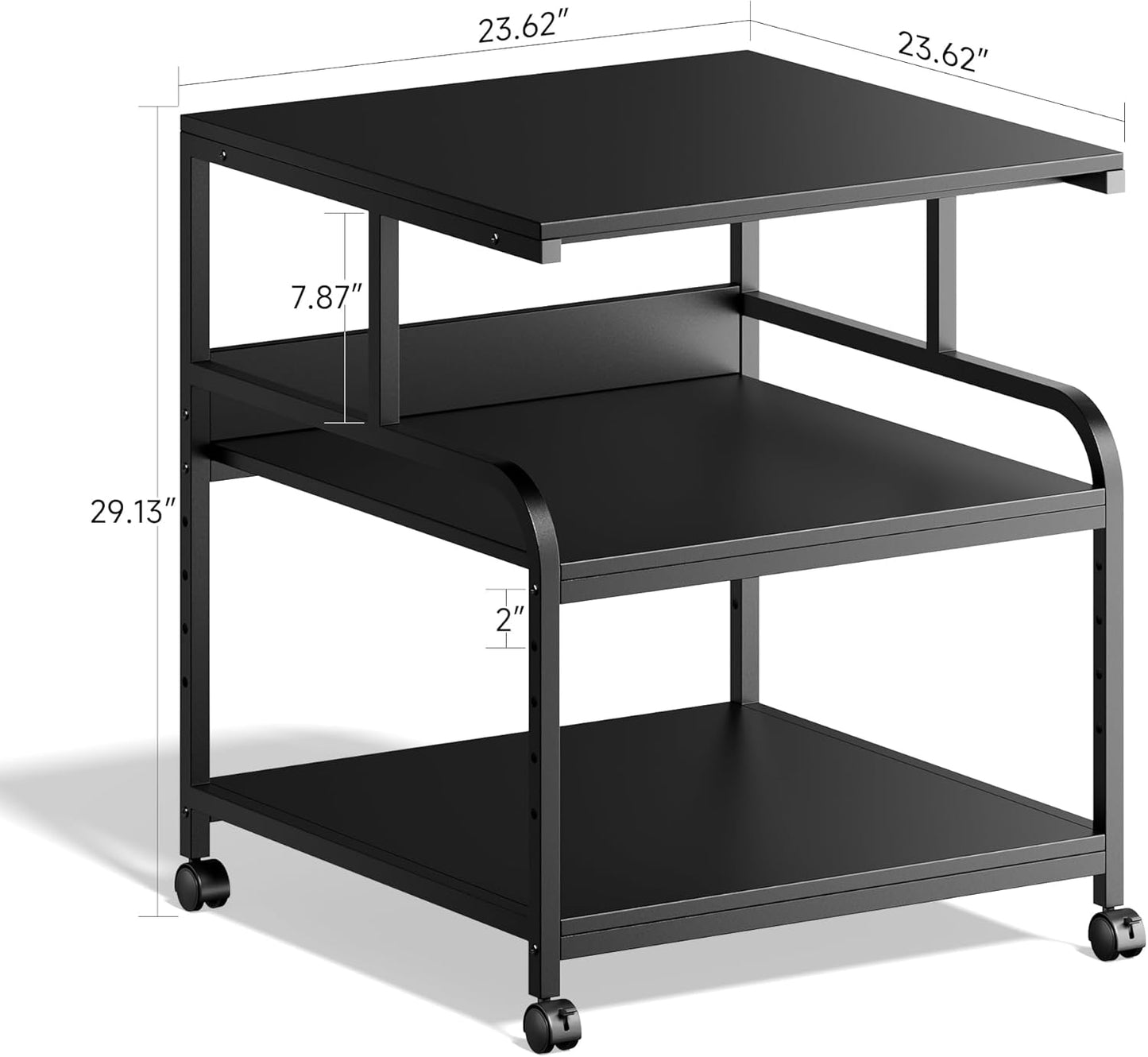 Printer Stand, 24''×24''×29'' Large Printer Table for Home Office with Locking Casters, Heavy Duty