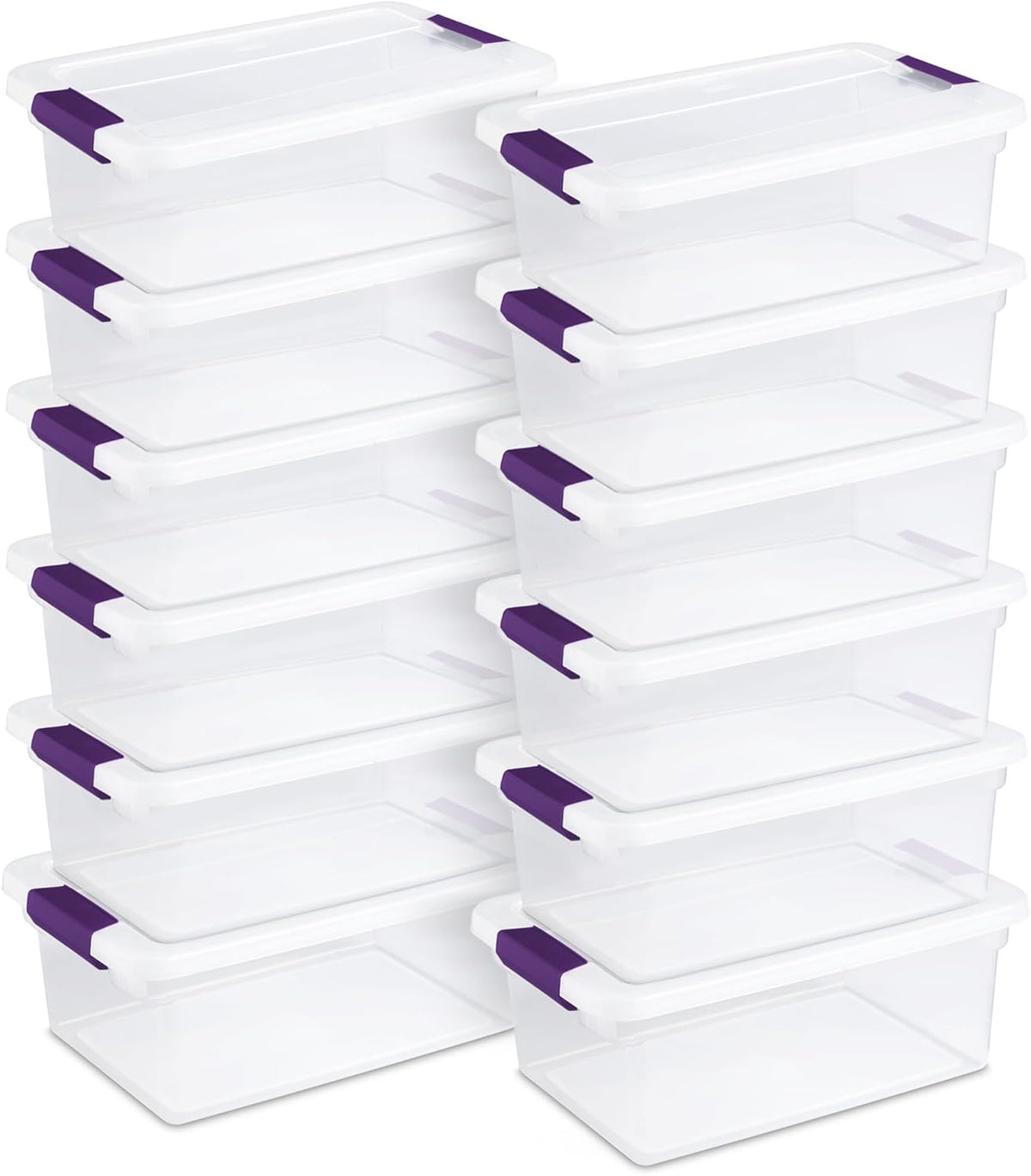 Sterilite 12-Pack 15 Quart ClearView Latch Box, Stackable Organizer Bins with Latching Lids - Clear