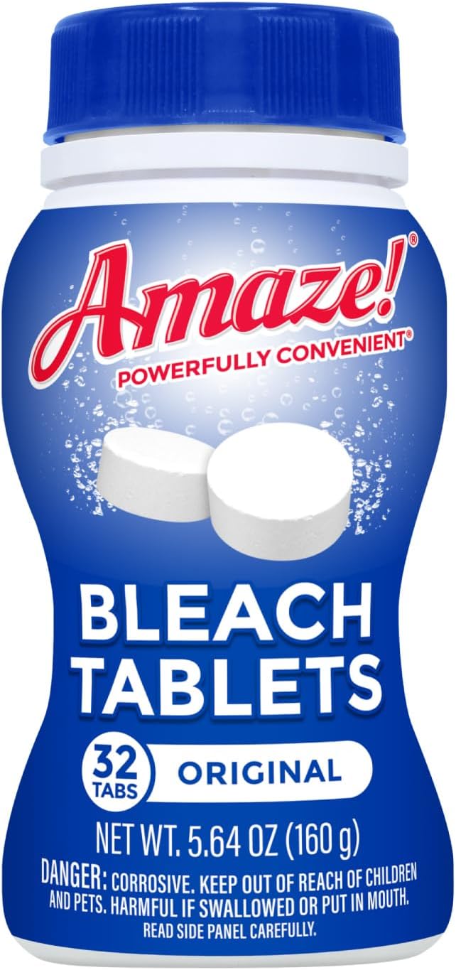 AMAZE Ultra Concentrated Bleach Tablets [32 tablets] - Original Scent - for Laundry, Toilet, and