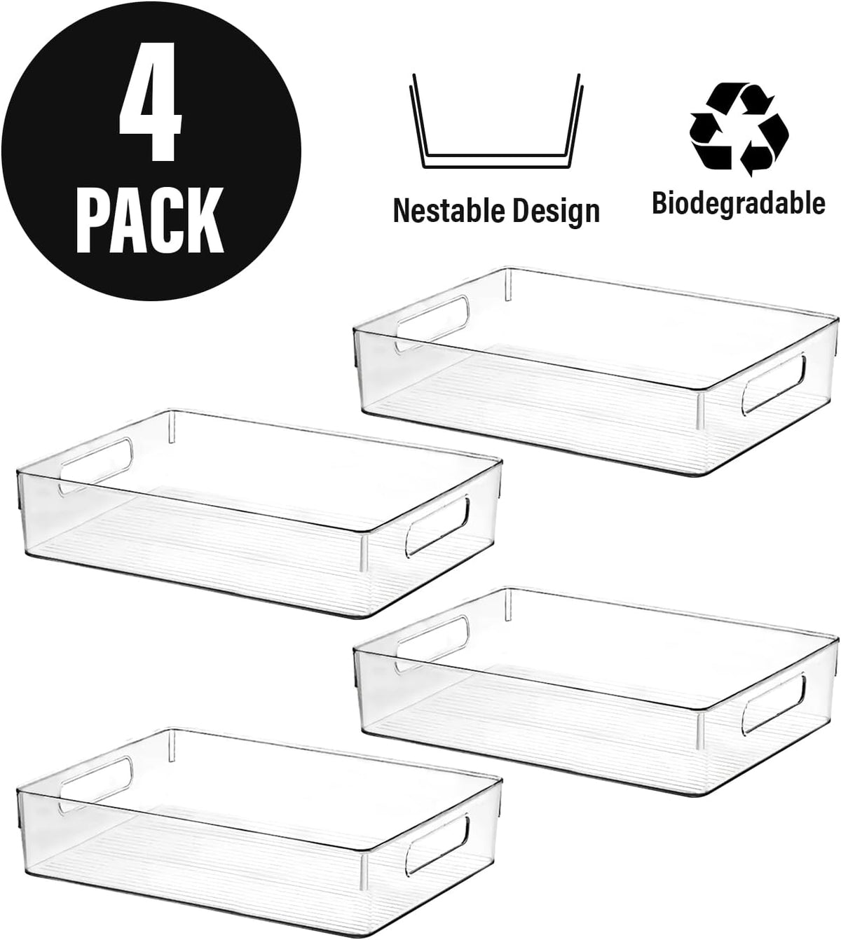 Large Clear Plastic Storage Bins, Pantry Organizers and Storage Containers Fridge Organizer Bins