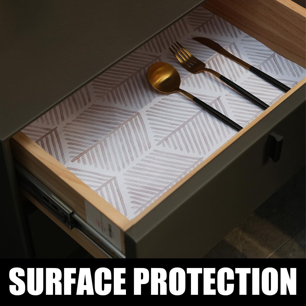 Shelf Liners for Kitchen Cabinets, Non-Adhesive and Strong Non-Slip Waterproof Cabinet Drawer