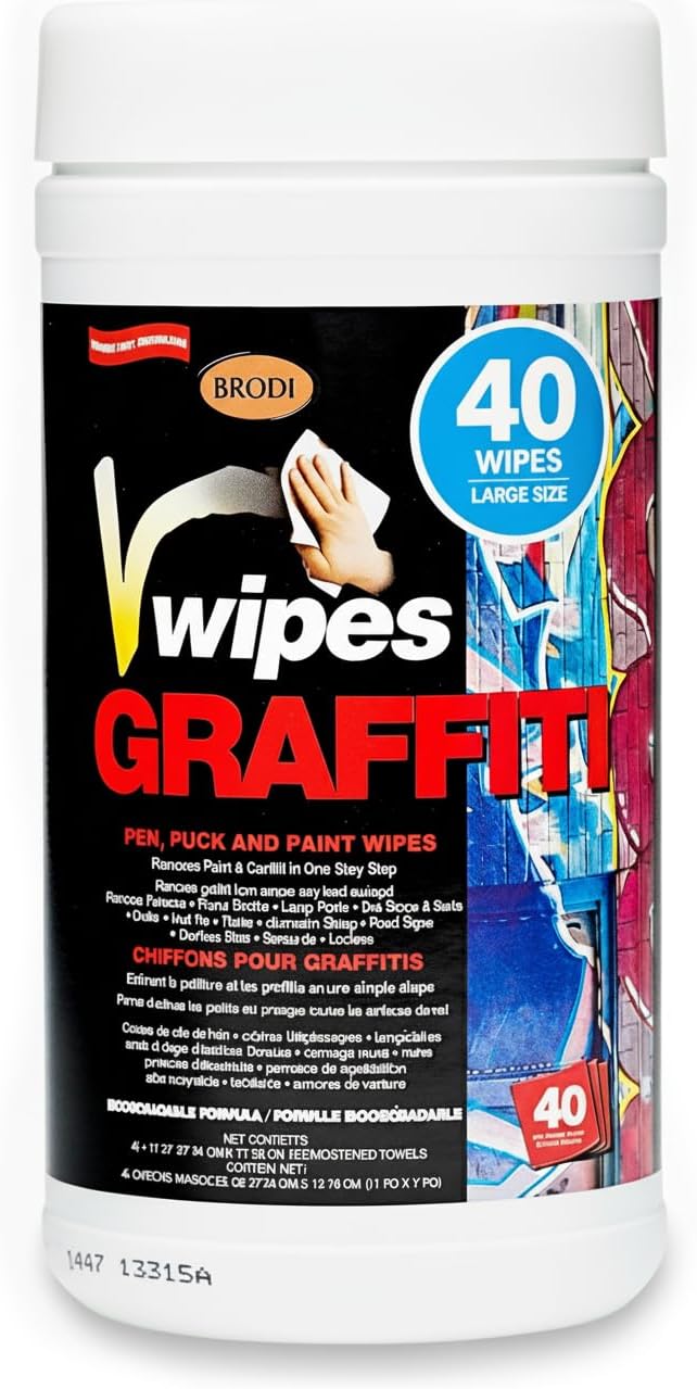 V-Wipes Graffiti Remover Wipes – Pre-Moistened Towels for Paint, Ink & Marker Removal – Non-Toxic