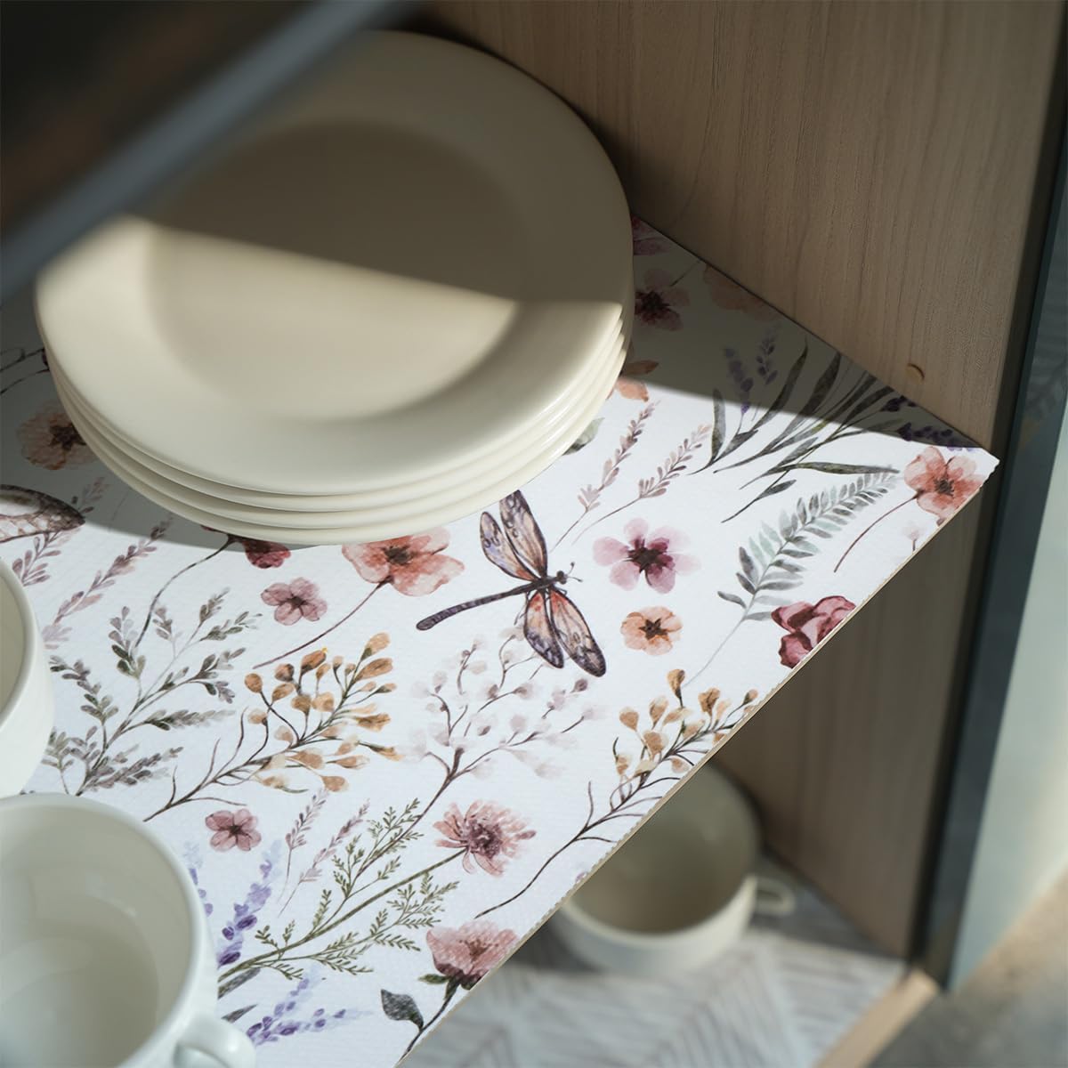 Floral Shelf and Drawer Liner for Kitchen Cabinets,12IN x 20FT Non-Adhesive and Strong Non-Slip