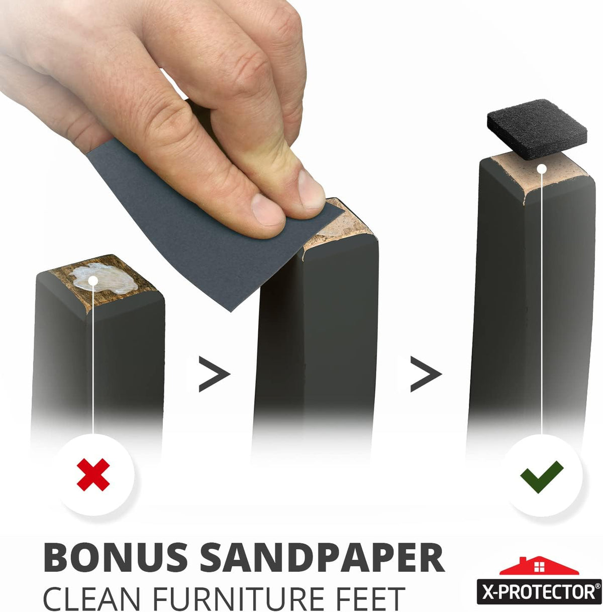 Felt Furniture Pads 235 PCS X-Protector! Huge Quantity of Black Furniture Pads for Hardwood Floors
