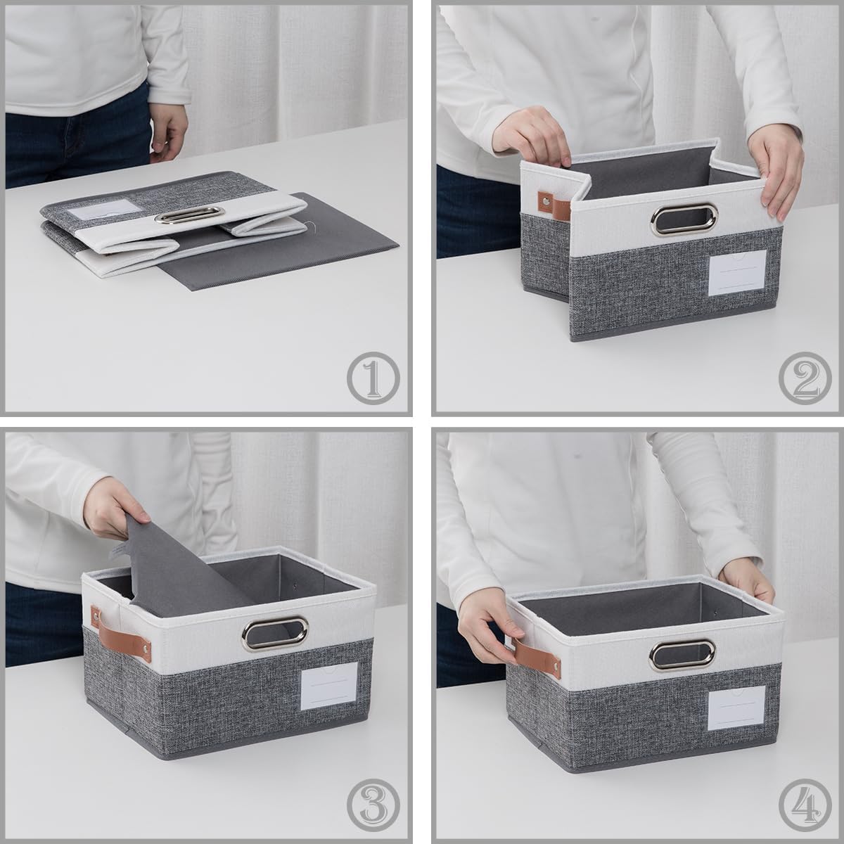 PRANDOM Foldable Storage Bins with Handles [3-Pack] Fabric Collapsible Storage Boxes Baskets Cubes