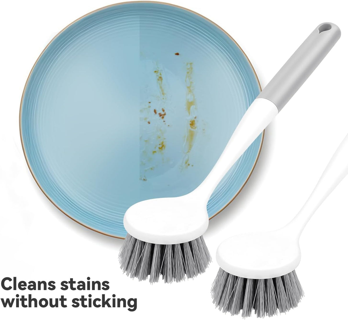 2 Pack Kitchen Scrub Brushes for Cleaning Dish Brush with Handle for Pans, Pots, Kitchen Sink