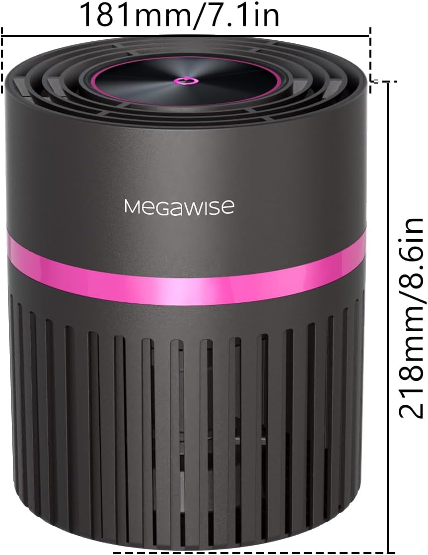 MEGAWISE H13 HEPA Air Purifier for Home, Desktop Air Cleaner with True HEPA Filter, 3-Stage