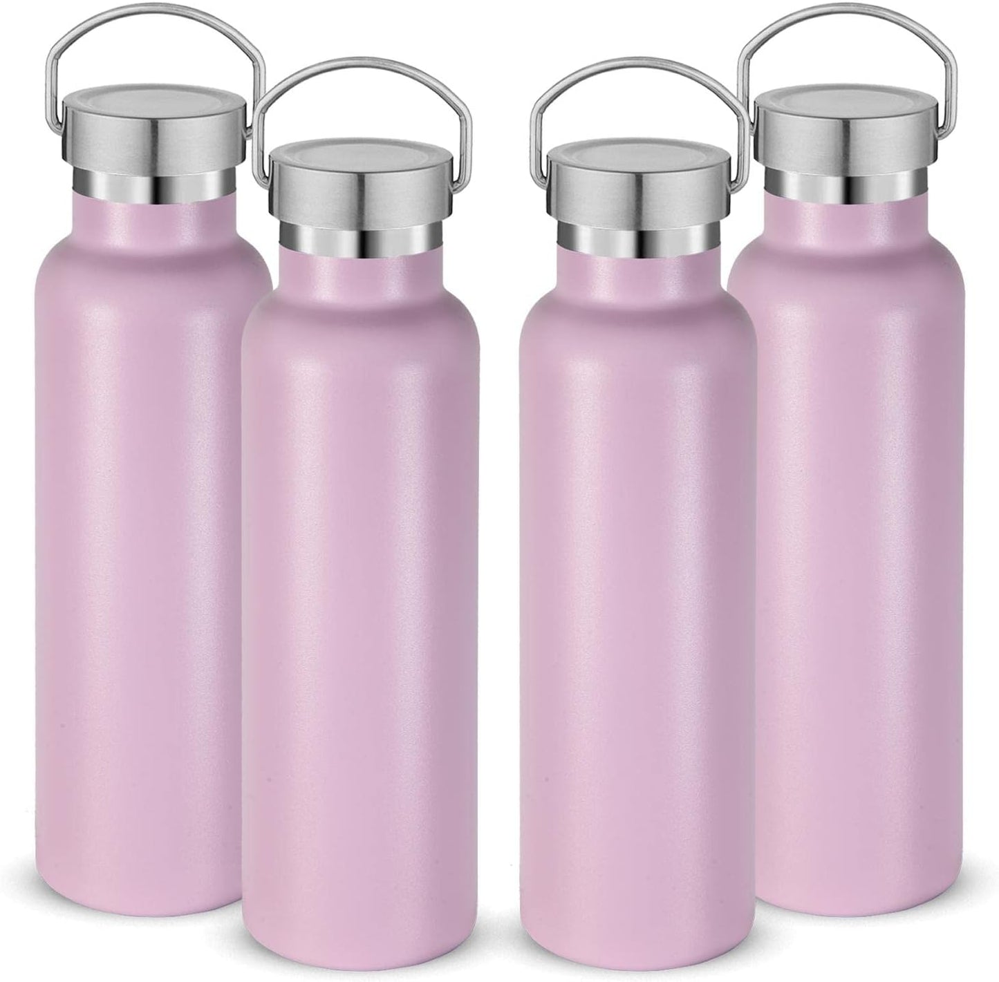 Neihepal 20 oz Insulated Water Bottles Bulk 4 Pack,Stainless Steel Double Wall Sport Bottle with