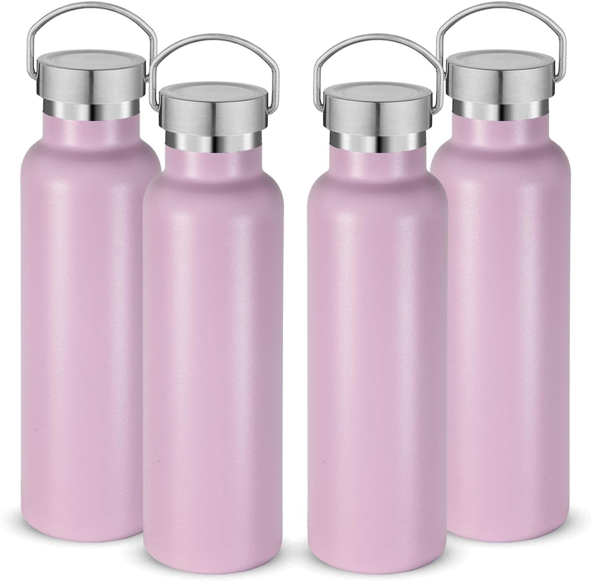 Neihepal 20 oz Insulated Water Bottles Bulk 4 Pack,Stainless Steel Double Wall Sport Bottle with
