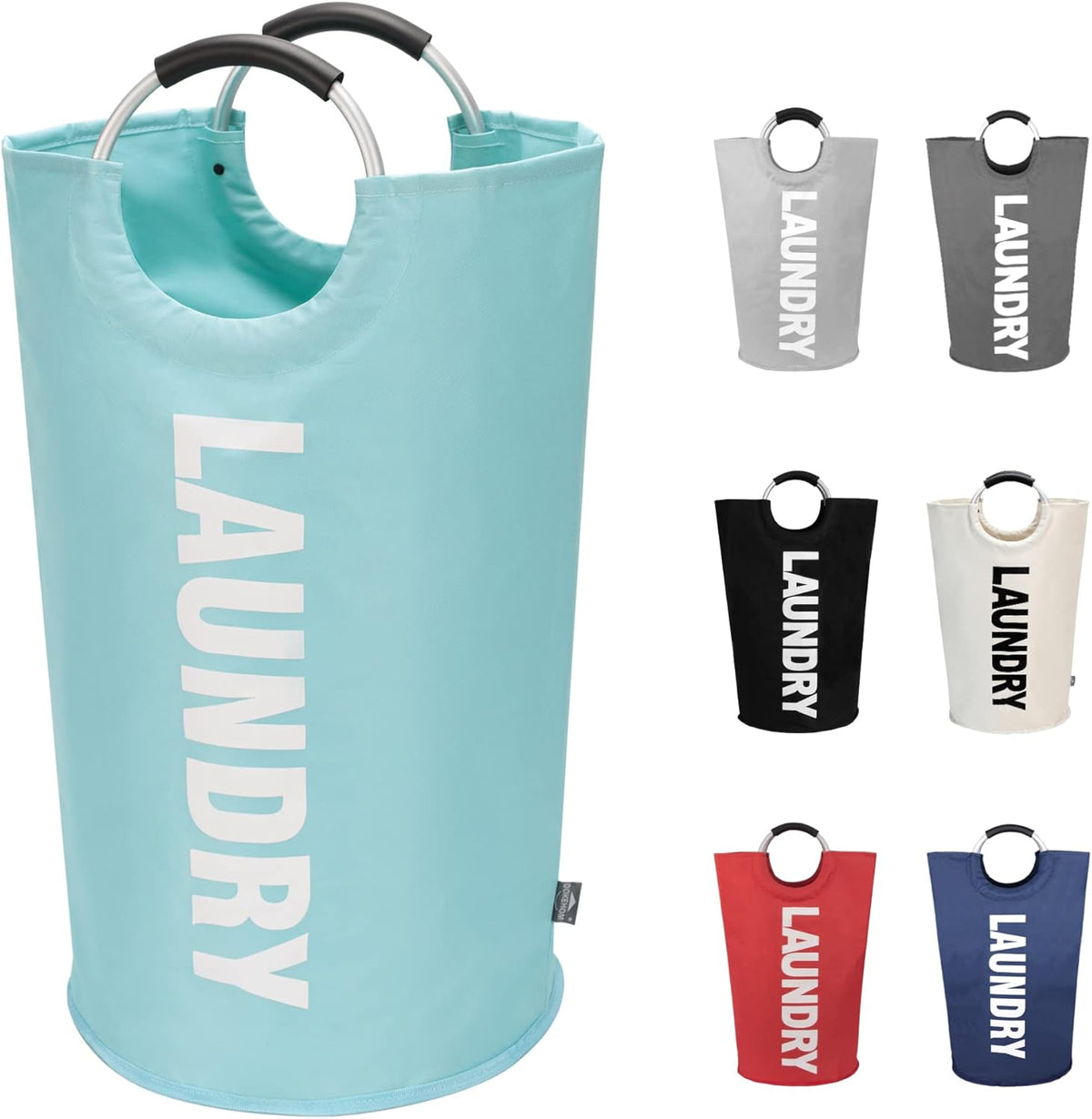 DOKEHOM 90L Large Laundry Basket, Collapsible Laundry Bag, Freestanding Tall Clothes Hamper