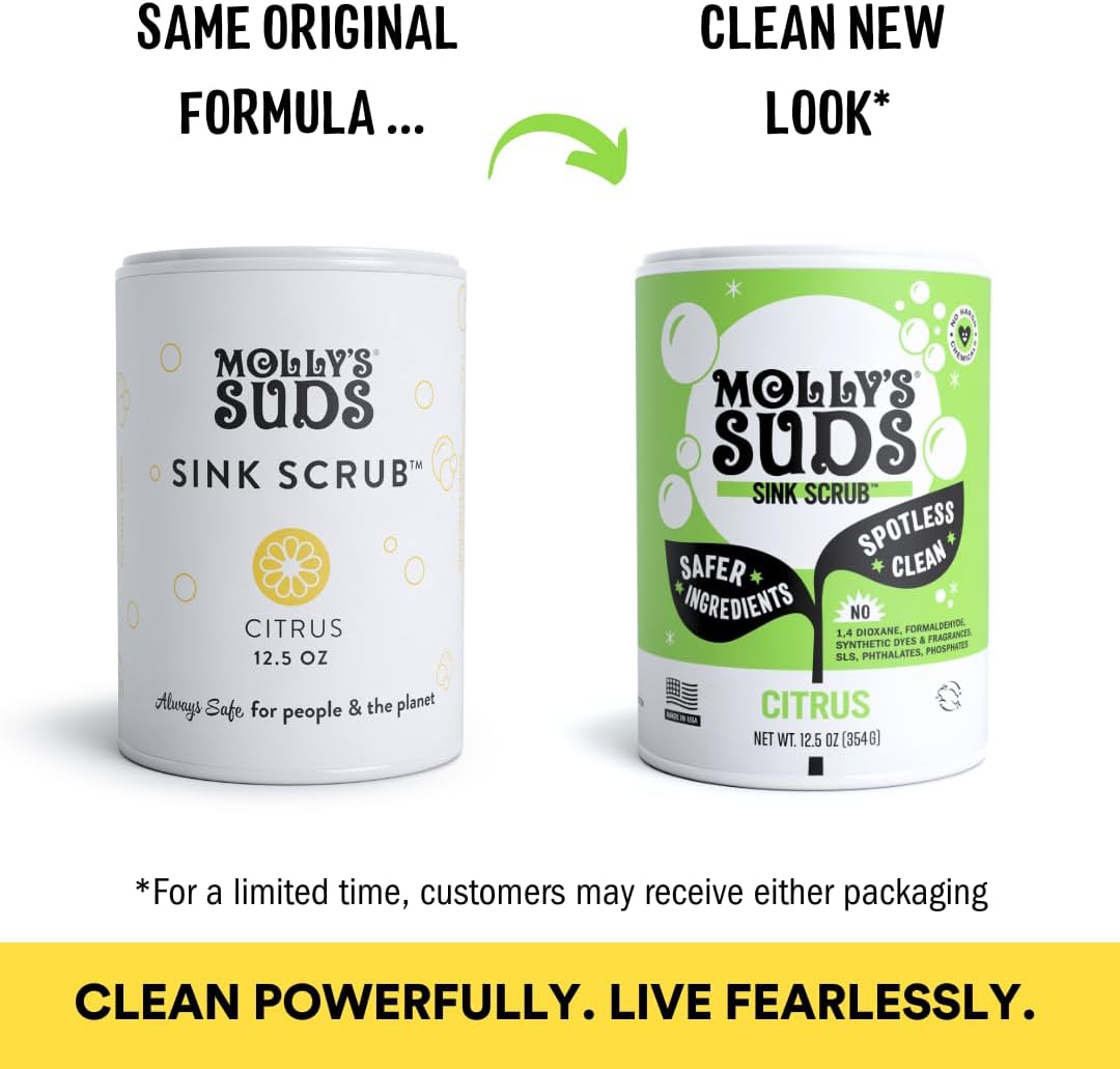 Molly's Suds Sink and All Purpose SCRUB | Gently Removes Stains, Scrubs Away Grease & Gime, Buffs