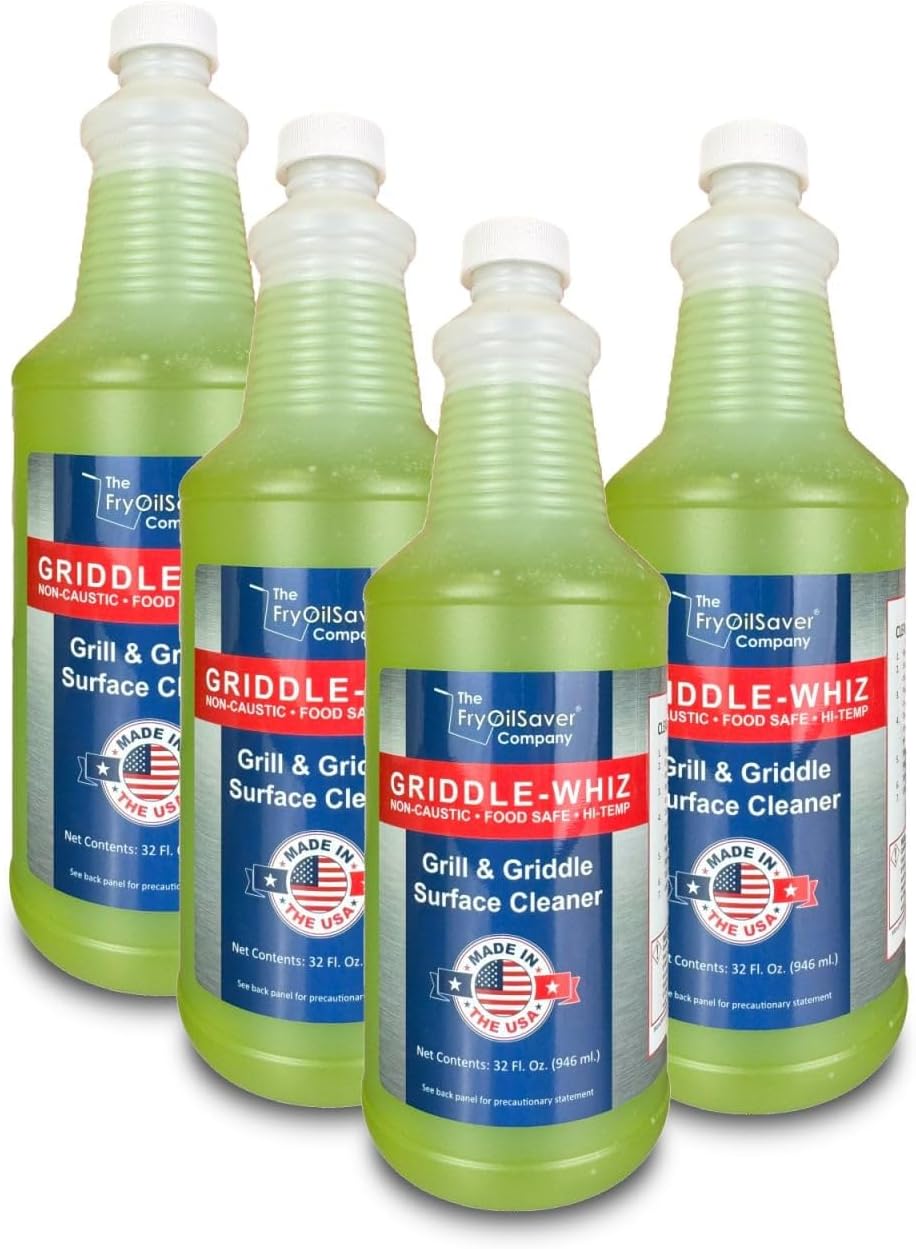 Griddle-Whiz Grill & Griddle Cleaner (4-Pack) | Removes Grease, Food Residue, Burnt On Organics |
